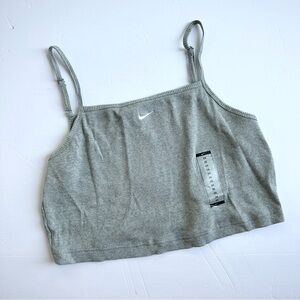 Nike Gray Ribbed Crop Tank Top Center Swoosh Plus Size 2X NWT